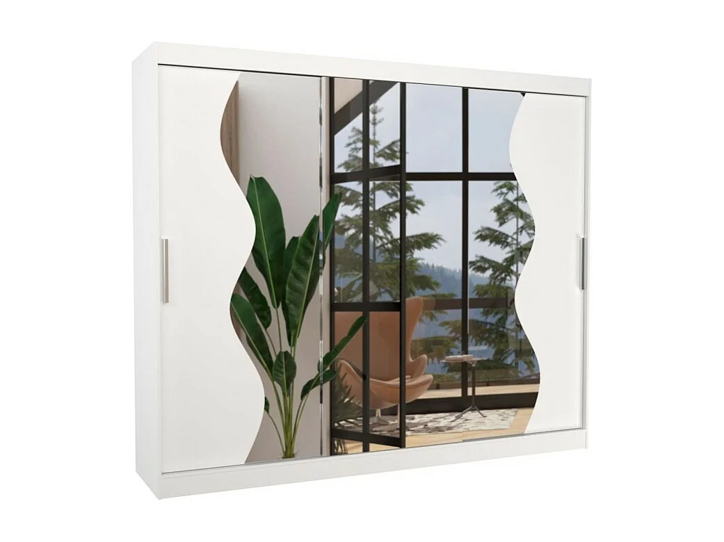 Armoire Haro (250cm)/portes coulissantes/miroir/Blanc