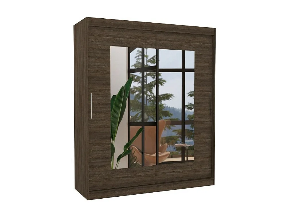 Armadio Renette (180cm)/ante scorrevoli/specchio/Marrone