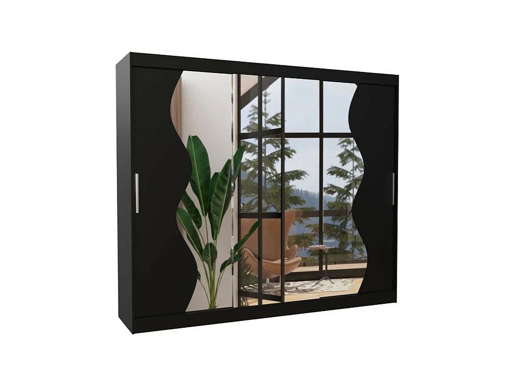 Armadio Haro (250cm)/ante scorrevoli/specchio/Nero