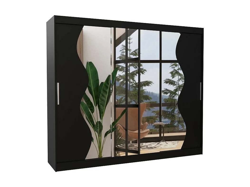 Armadio Haro (250cm)/ante scorrevoli/specchio/Nero