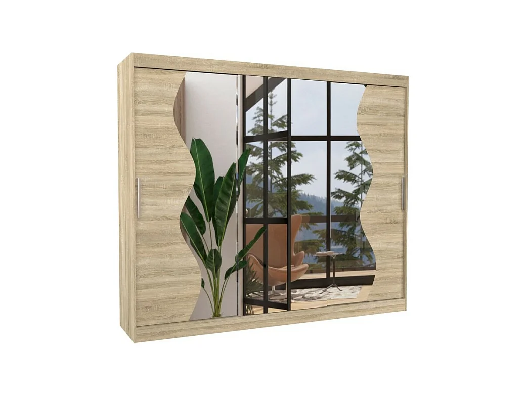 Armadio Haro (250cm)/ante scorrevoli/specchio/Sonoma