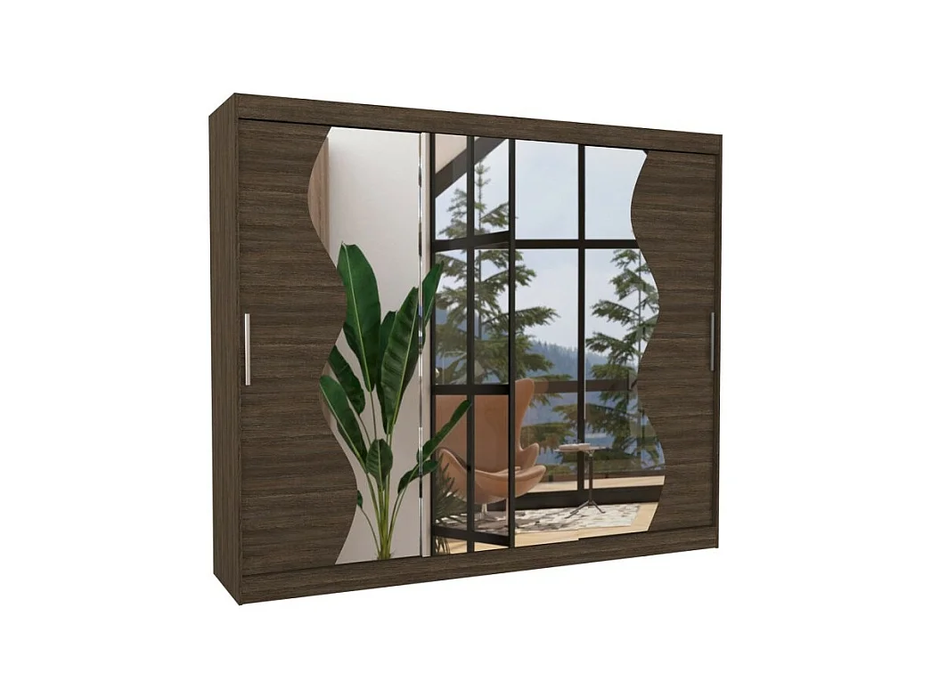 Armadio Haro (250cm)/ante scorrevoli/specchio/Marrone