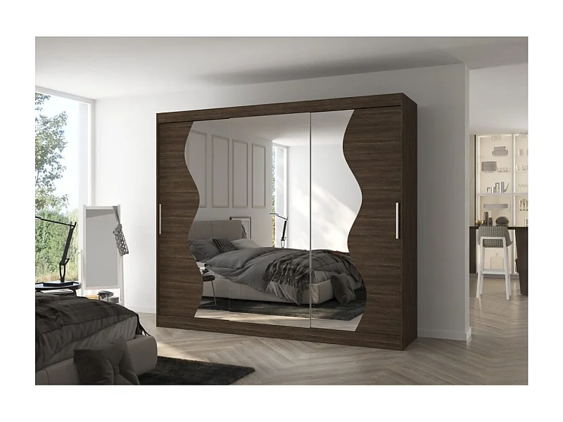 Kleiderschrank Haro (250cm)/Schiebetüren/Spiegel/Braun