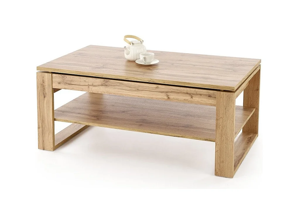 Table basse relevable 120 x 65 cm couleur chêne GEMMA