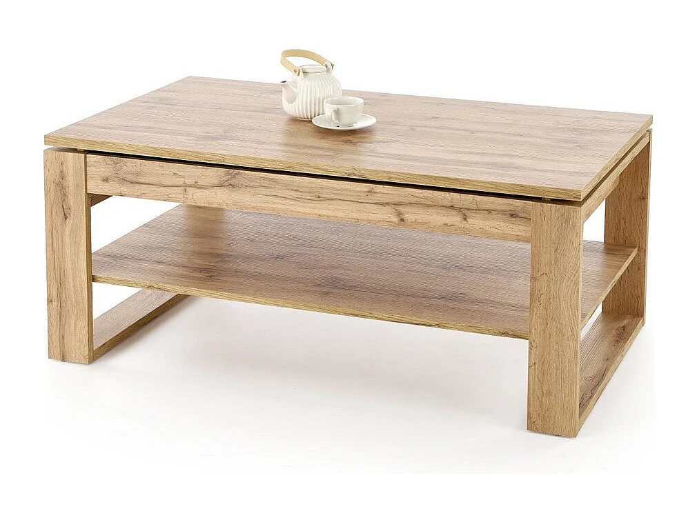 Table basse relevable 120 x 65 cm couleur chêne GEMMA