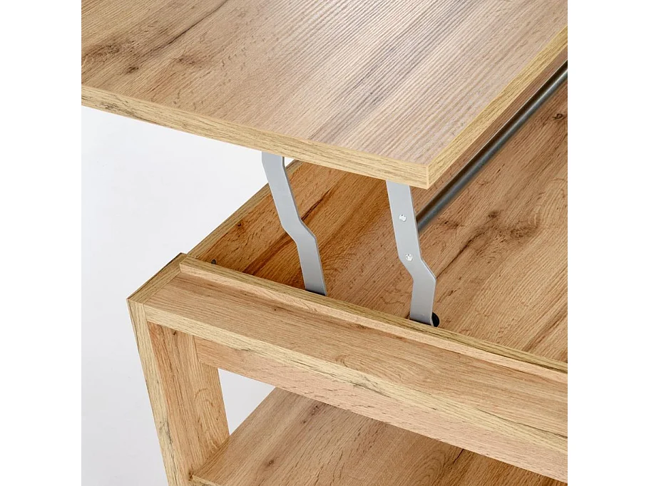 Table basse relevable 120 x 65 cm couleur chêne GEMMA