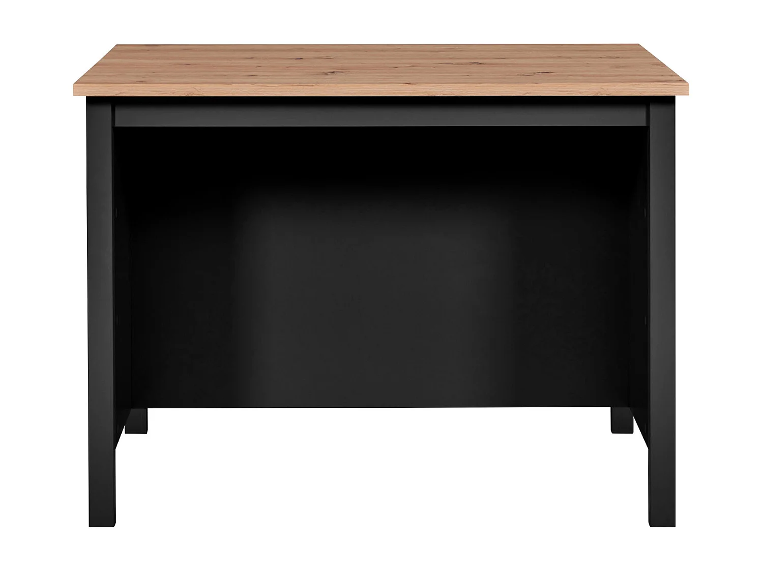 Meuble de cuisine, ilot de cuisine en bois MDF coloris chêne artisan, noir - longueur 124 x profondeur 75 x hauteur 91,50 cm