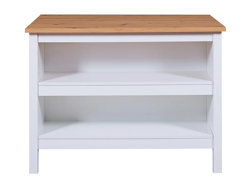 Meuble de cuisine en bois coloris blanc / Artisan Chêne - longueur 124 x profondeur 75 x hauteur 91 cm