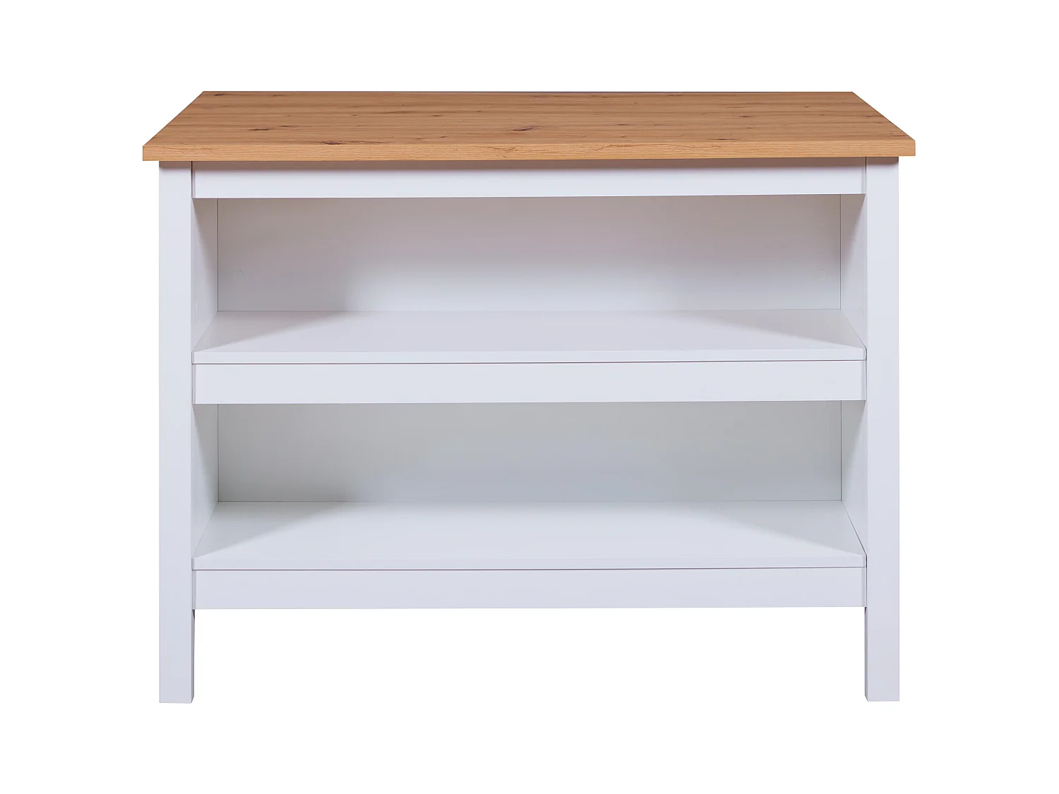 Meuble de cuisine en bois coloris blanc / Artisan Chêne - longueur 124 x profondeur 75 x hauteur 91 cm