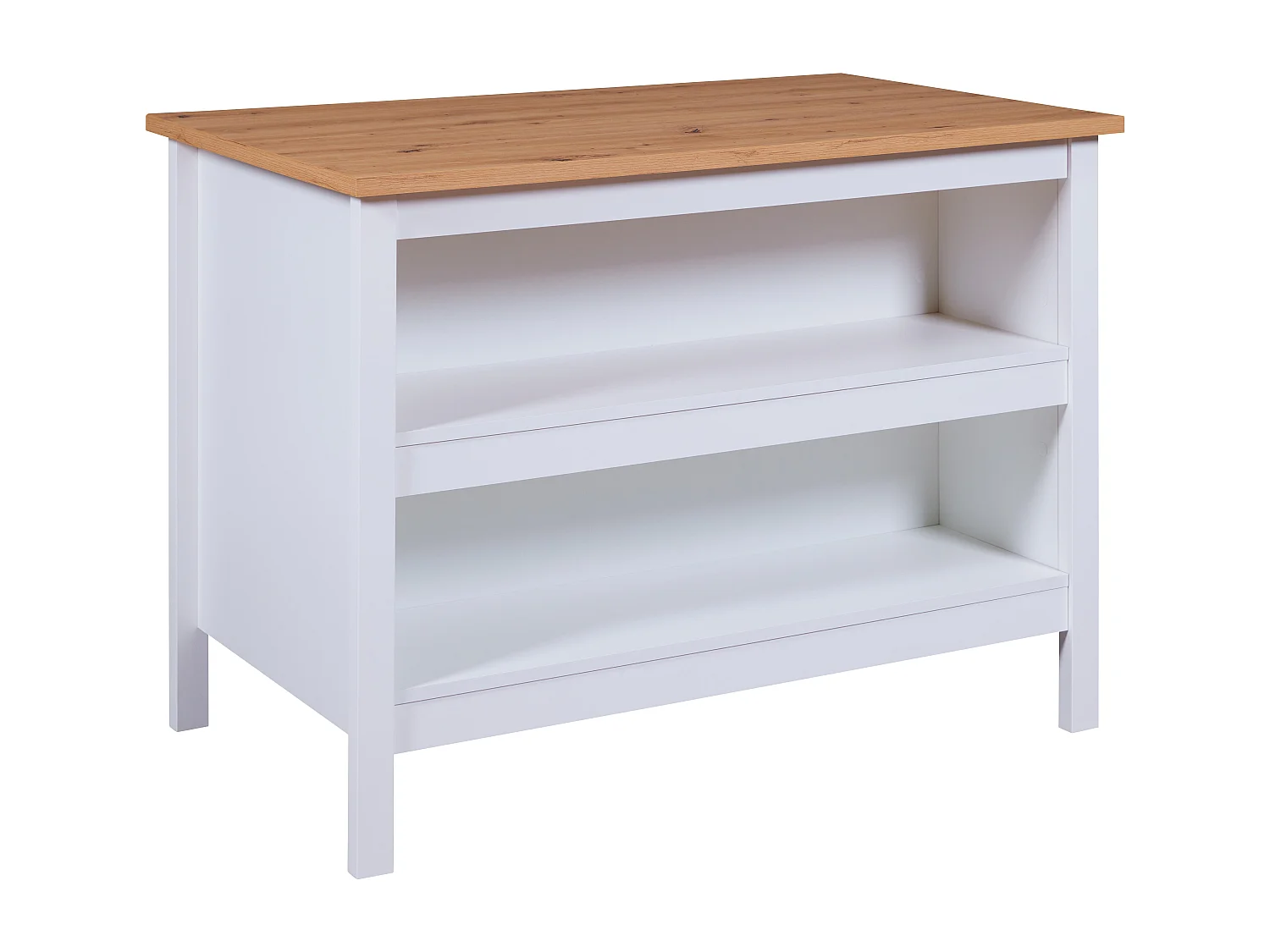 Meuble de cuisine en bois coloris blanc / Artisan Chêne - longueur 124 x profondeur 75 x hauteur 91 cm