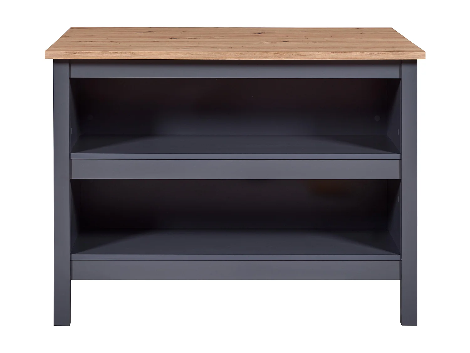 Meuble de cuisine en bois coloris anthracite / Artisan Chêne - longueur 124 x profondeur 75 x hauteur 91 cm