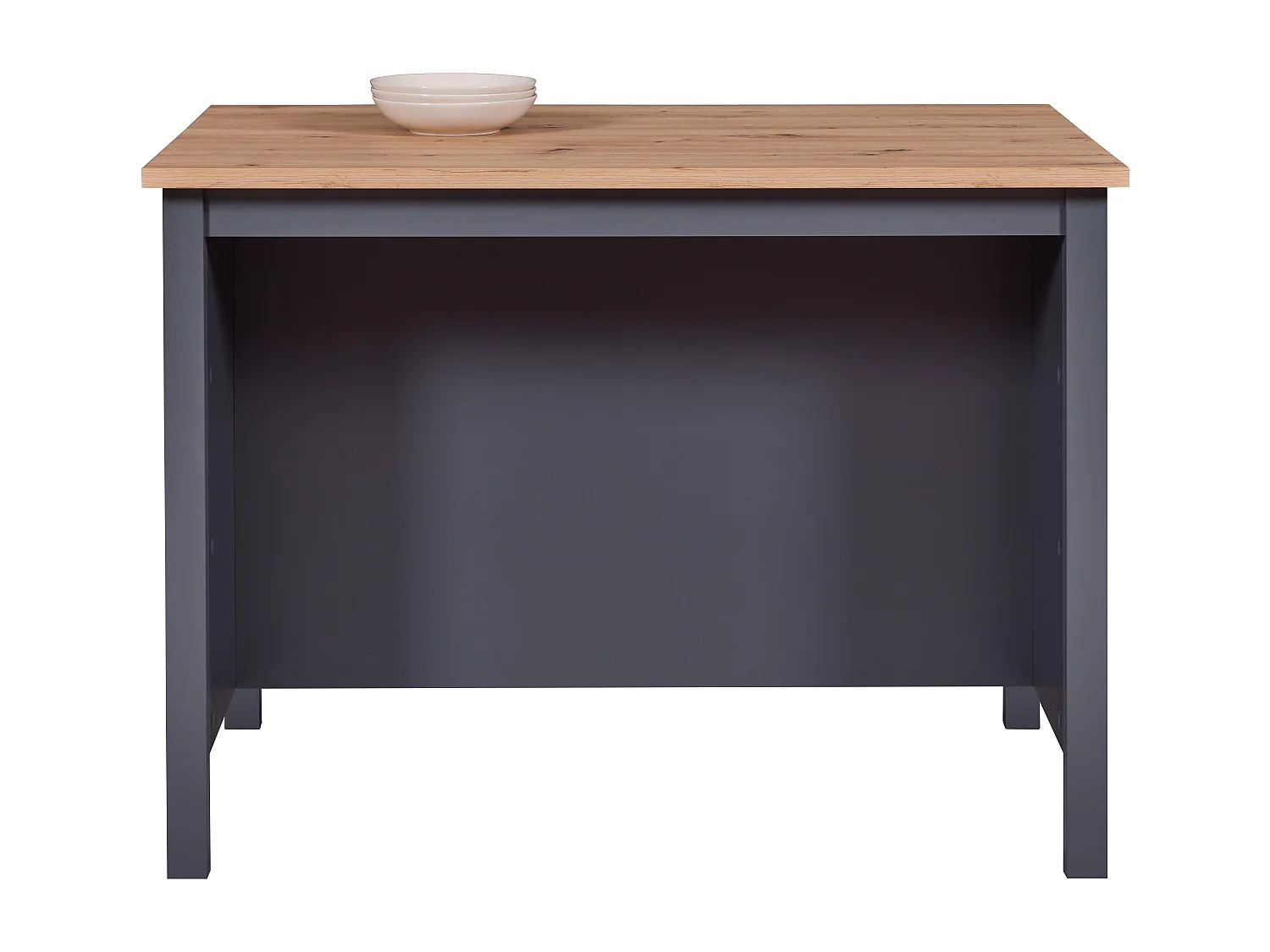 Meuble de cuisine en bois coloris anthracite / Artisan Chêne - longueur 124 x profondeur 75 x hauteur 91 cm