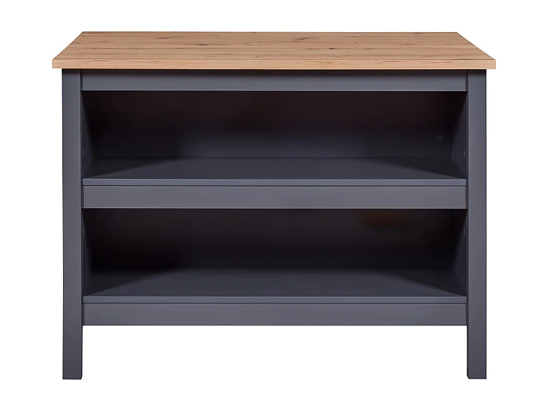 Meuble de cuisine en bois coloris anthracite / Artisan Chêne - longueur 124 x profondeur 75 x hauteur 91 cm