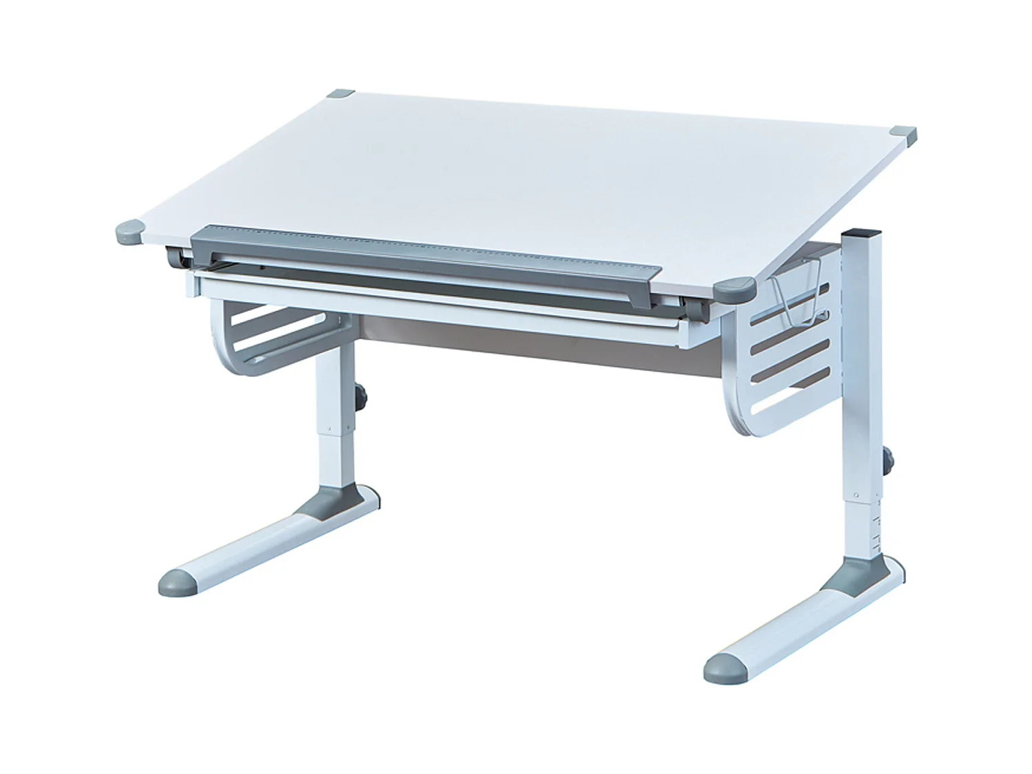 Bureau inclinable avec 1 tiroir bois laqué blanc - Dim : 110 x 68 x 55/78 cm