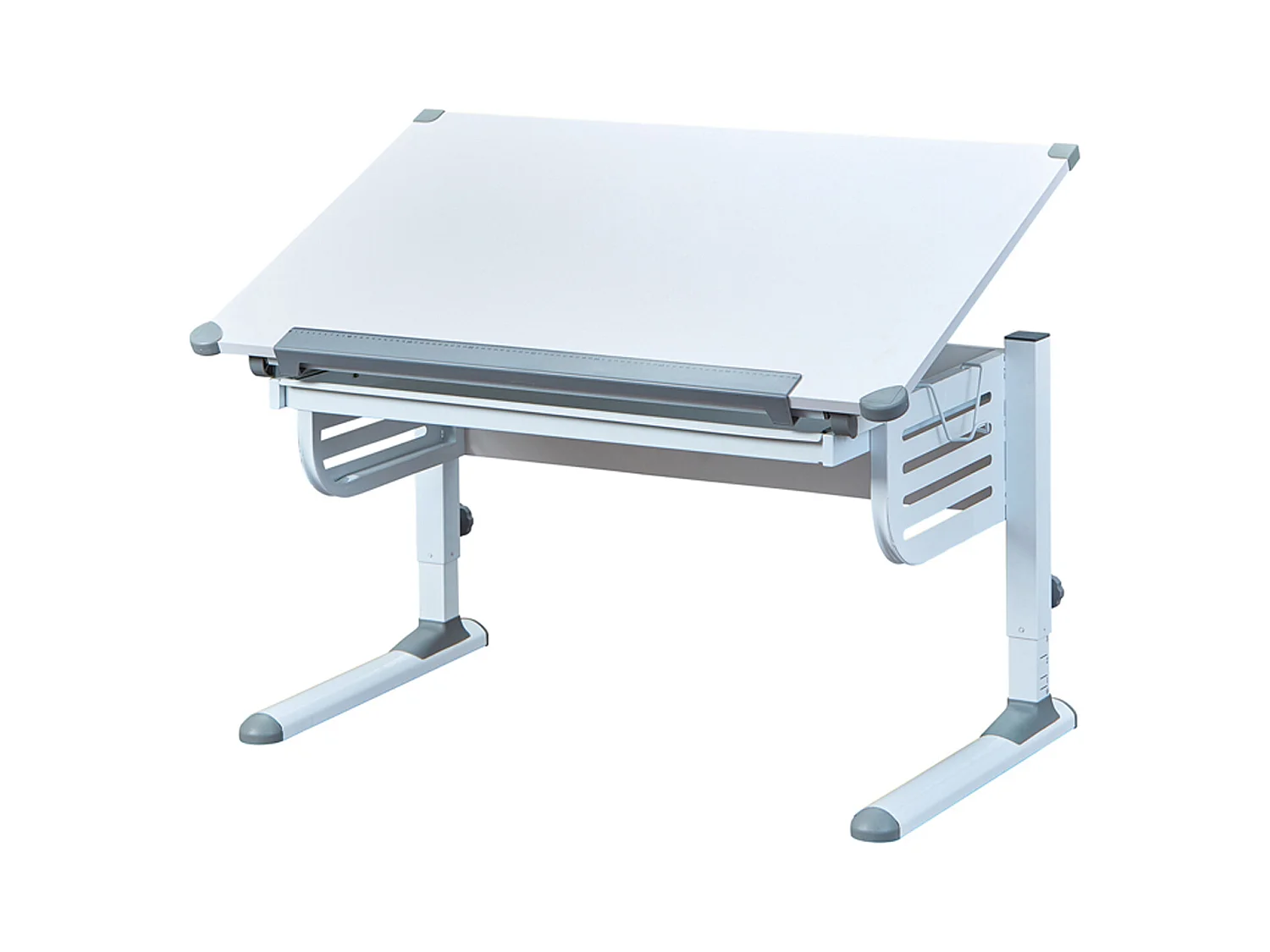 Bureau inclinable avec 1 tiroir bois laqué blanc - Dim : 110 x 68 x 55/78 cm