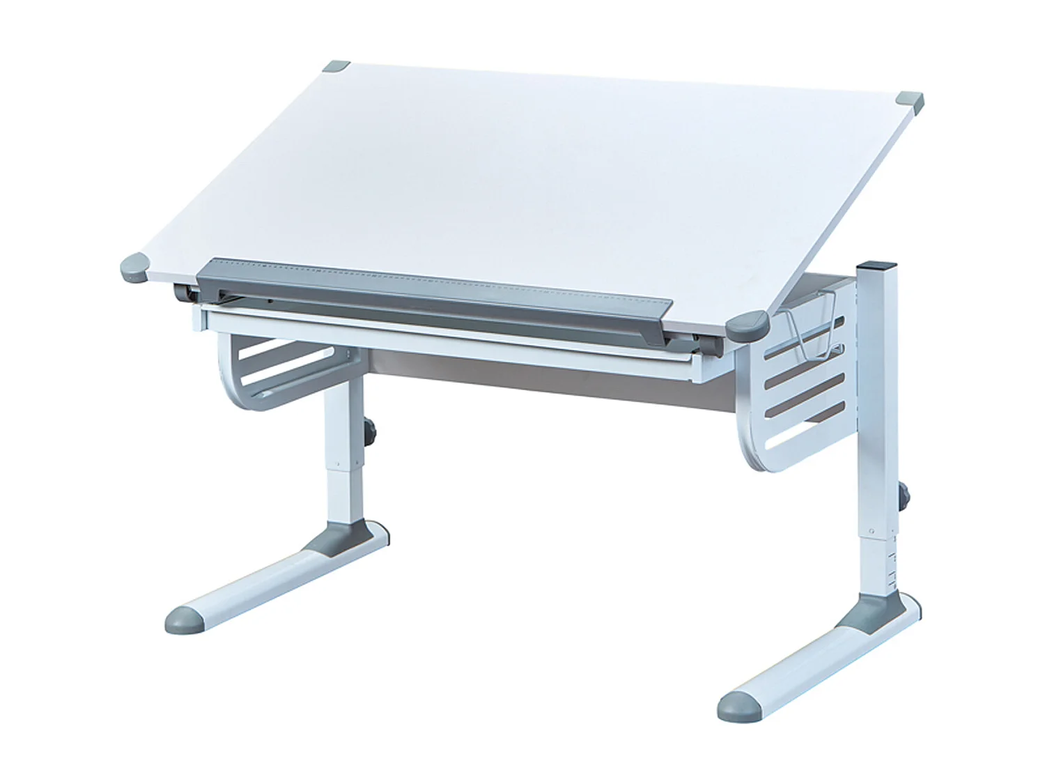 Bureau inclinable avec 1 tiroir bois laqué blanc - Dim : 110 x 68 x 55/78 cm