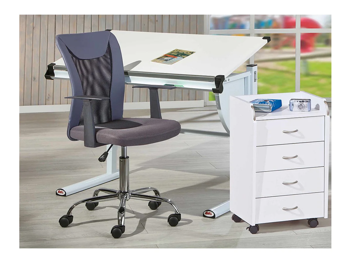 Bureau réglable avec plateau blanc - L110 x H63-93 x D60 cm