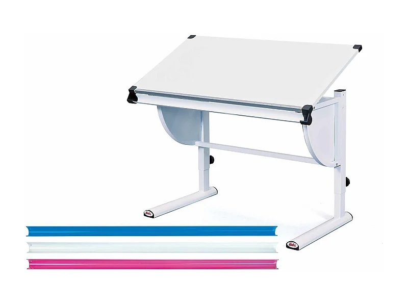 Bureau réglable avec plateau blanc - L110 x H63-93 x D60 cm