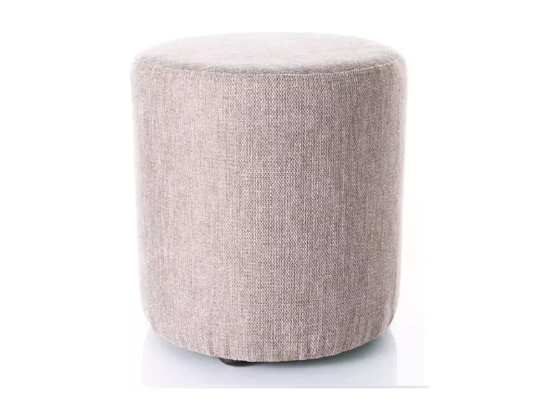 Pouf rond en tissu 38 x 42 cms beige VADIA