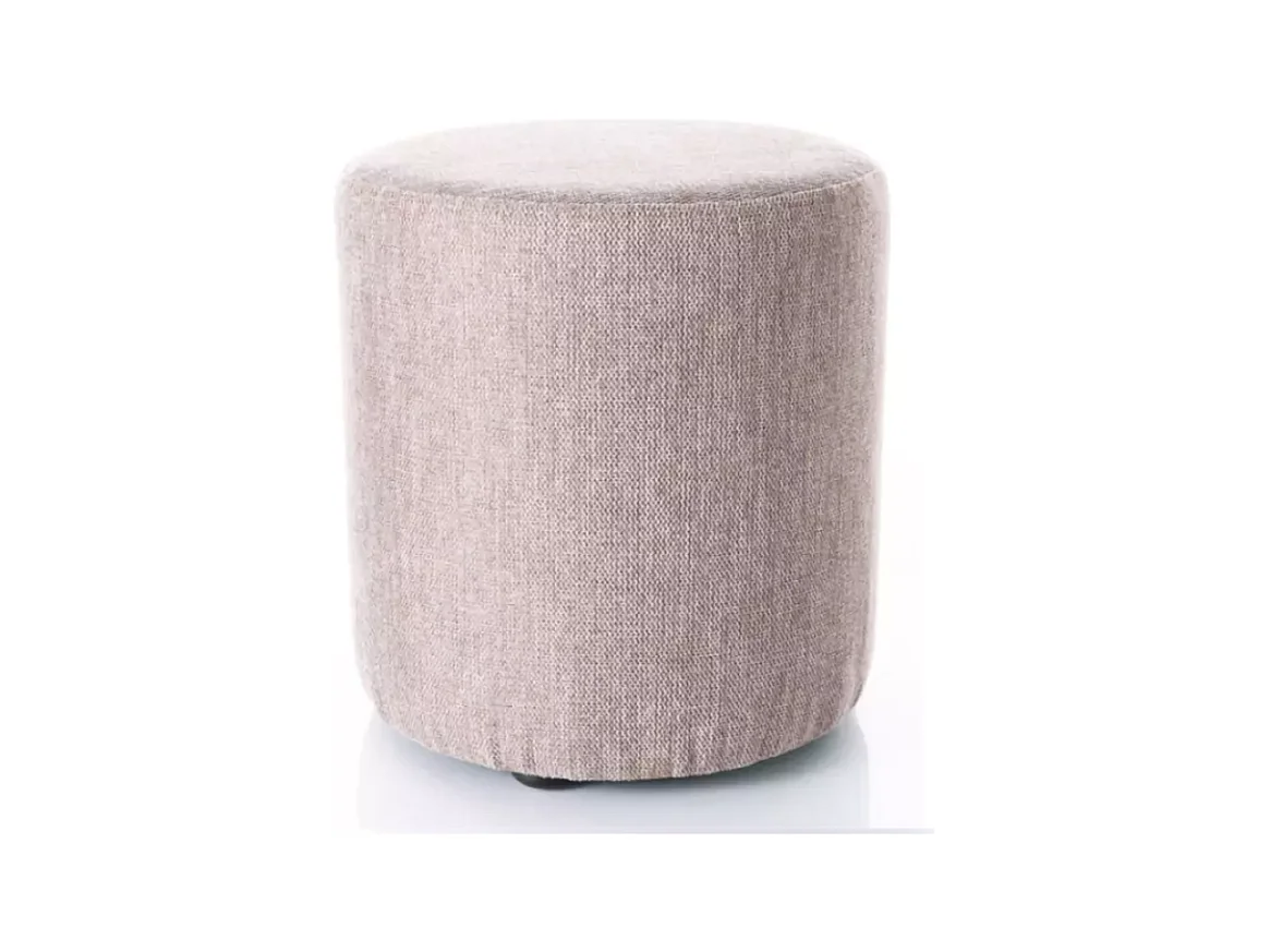 Pouf rond en tissu 38 x 42 cms beige VADIA