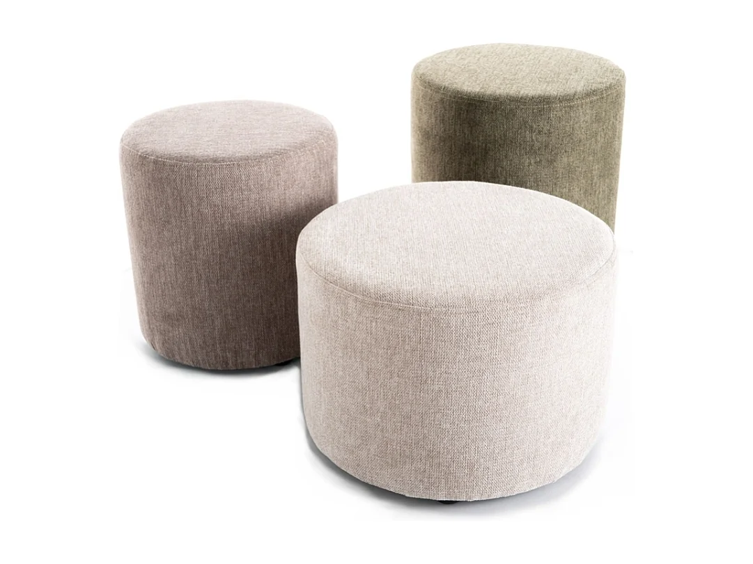 Pouf rond en tissu 38 x 42 cms beige VADIA
