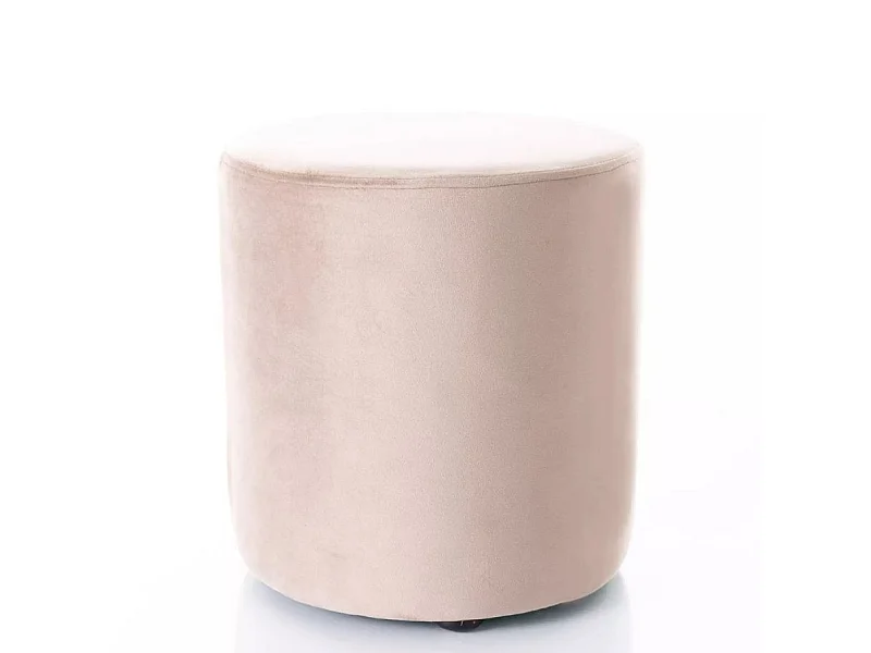 Pouf rond en velours 33 x 36 cm beige foncé DELTA