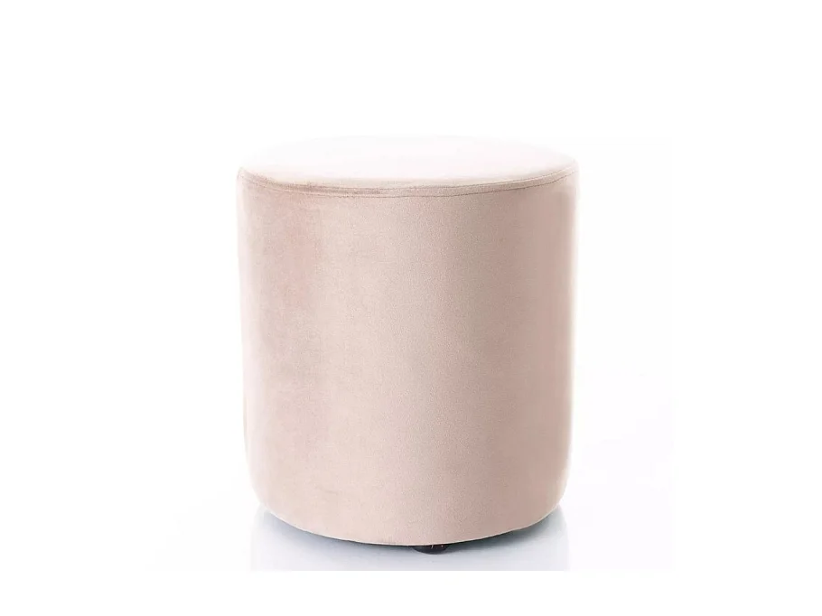Pouf rond en velours 33 x 36 cm beige foncé DELTA