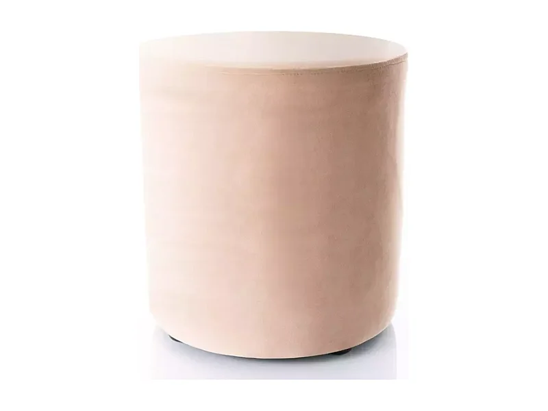 Pouf rond en velours 38 x 42 cm beige DELTA