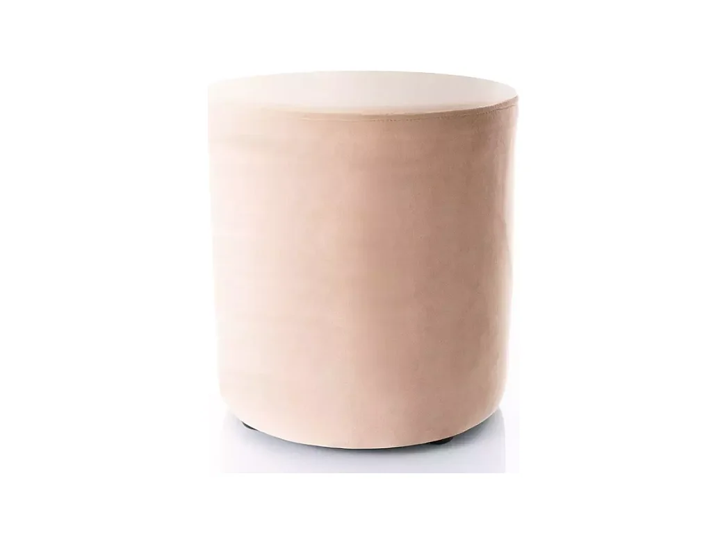 Pouf rond en velours 38 x 42 cm beige DELTA
