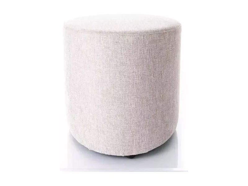 Pouf rond en tissu 38 x 42 cms beige clair VADIA