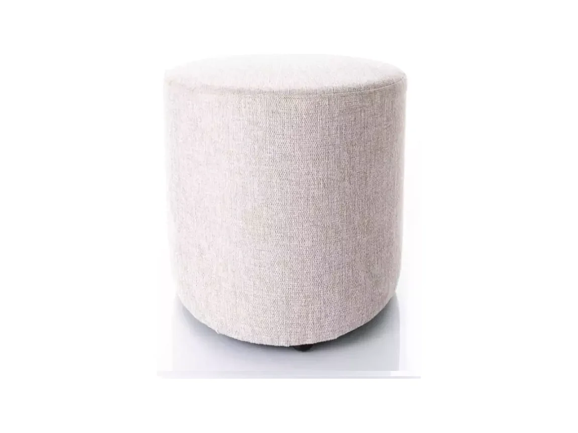 Pouf rond en tissu 38 x 42 cms beige clair VADIA