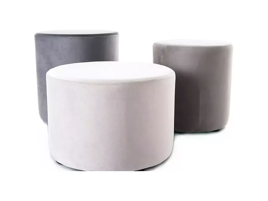 Pouf rond en velours 38 x 42 cm gris clair DELTA