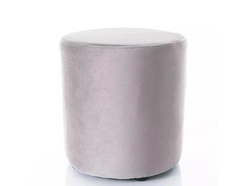 Pouf rond en velours 33 x 36 cm gris DELTA