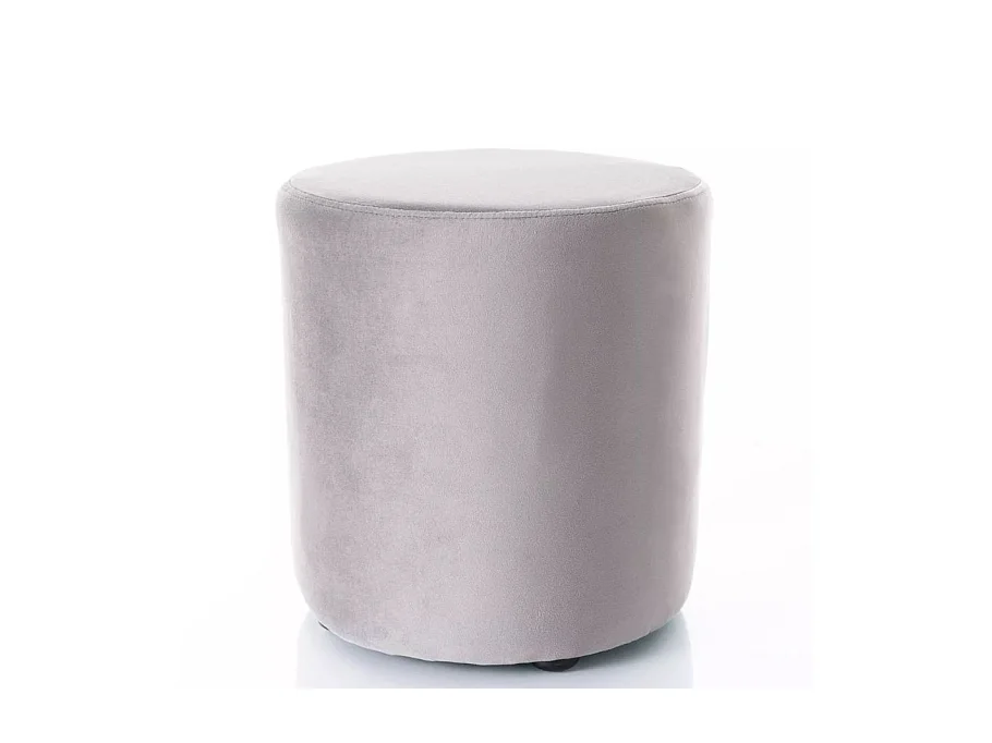 Pouf rond en velours 33 x 36 cm gris DELTA