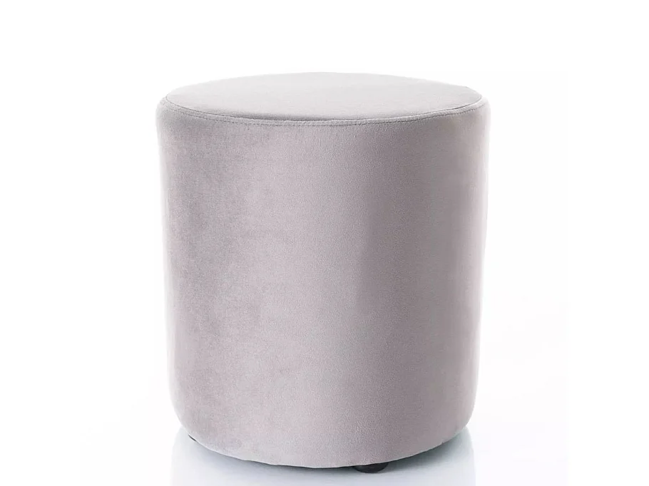 Pouf rond en velours 33 x 36 cm gris DELTA