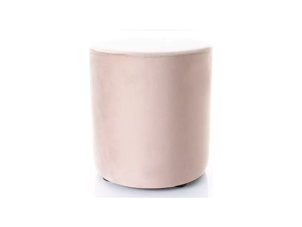 Pouf rond en velours 38 x 42 cm beige foncé DELTA