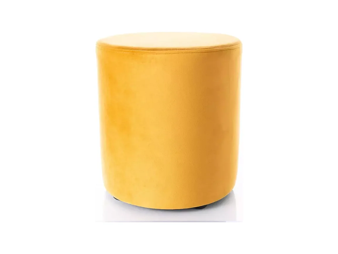 Pouf rond en velours 38 x 42 cm curry DELTA