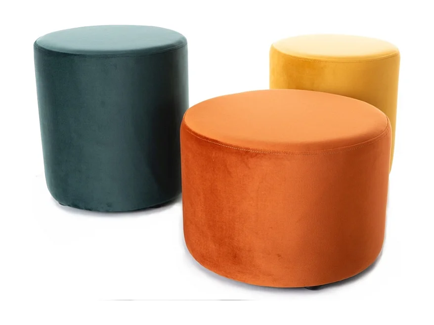 Pouf rond en velours 38 x 42 cm curry DELTA