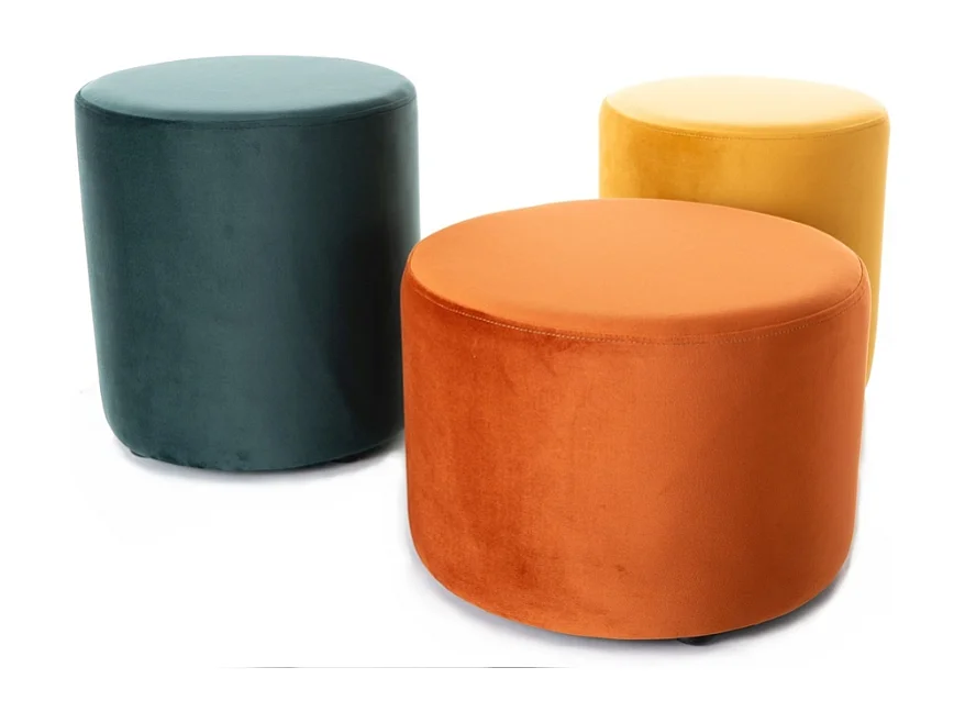Pouf rond en velours 38 x 42 cm curry DELTA