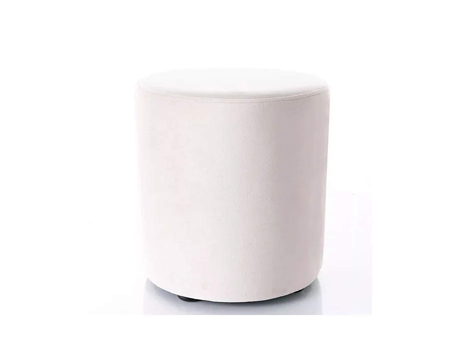 Pouf rond en velours 33 x 36 cm beige clair DELTA