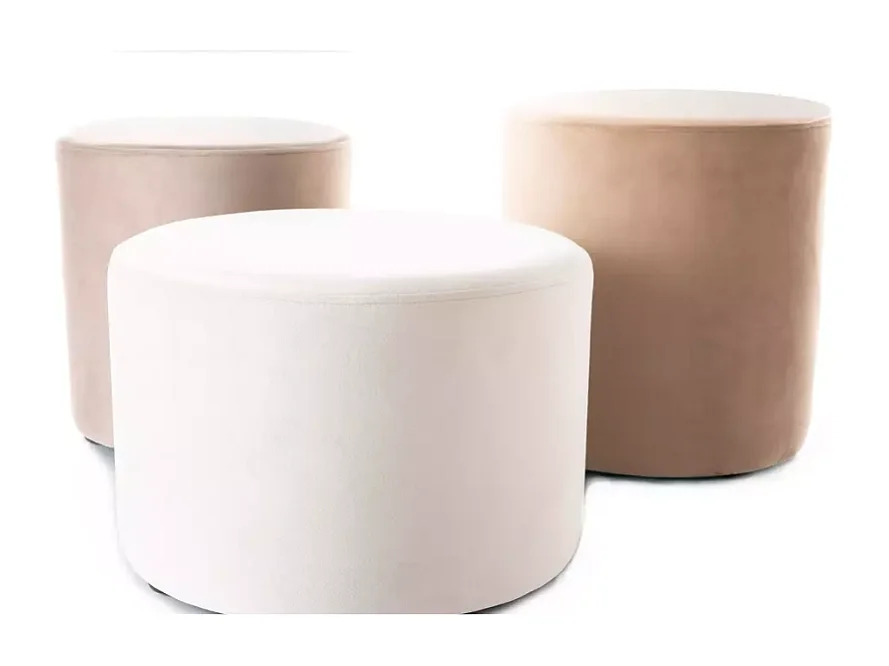 Pouf rond en velours 33 x 36 cm beige clair DELTA