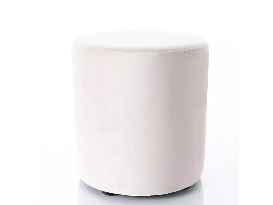 Pouf rond en velours 33 x 36 cm beige clair DELTA