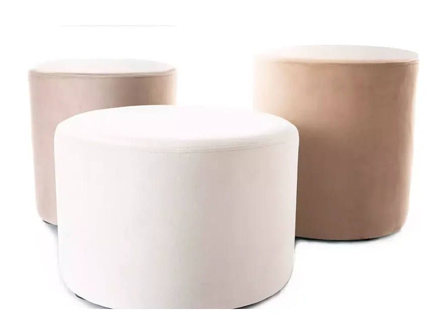 Pouf rond en velours 33 x 36 cm beige clair DELTA