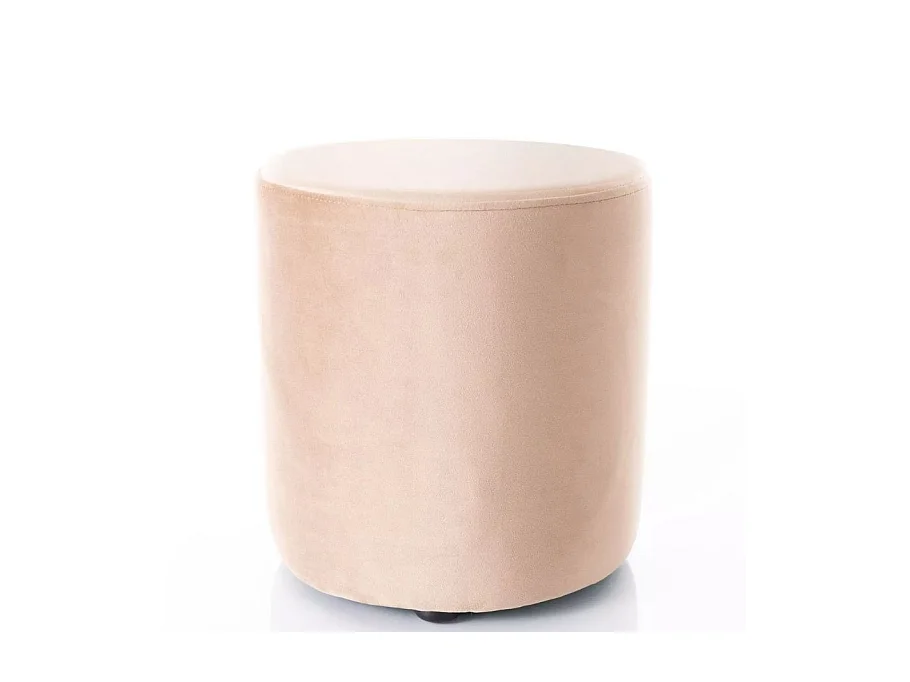 Pouf rond en velours 33 x 36 cm beige DELTA