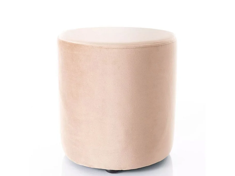 Pouf rond en velours 33 x 36 cm beige DELTA