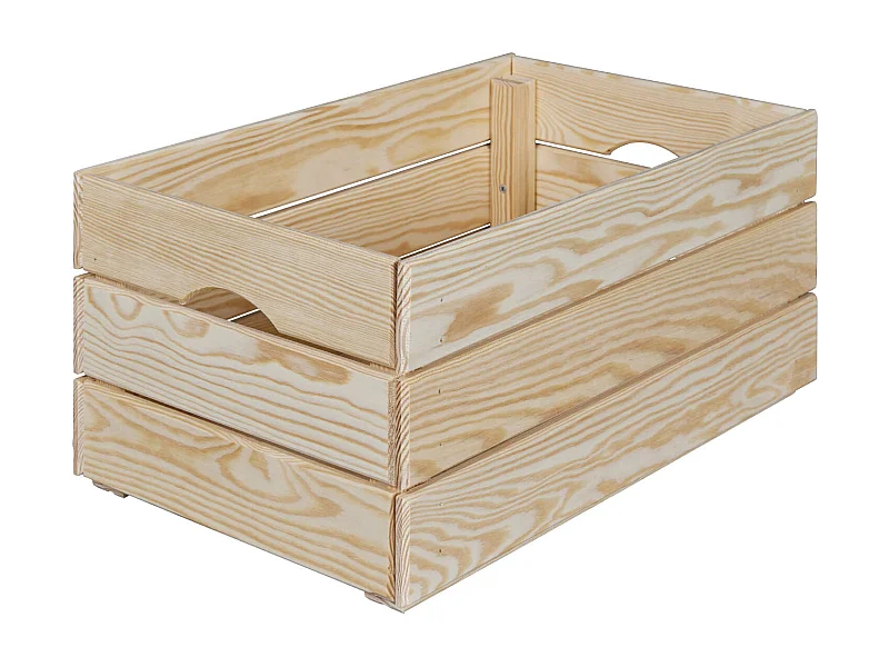 Cagette en bois de pin coloris Naturel - Longueur 65 x profondeur 31,5 x hauteur 23 cm