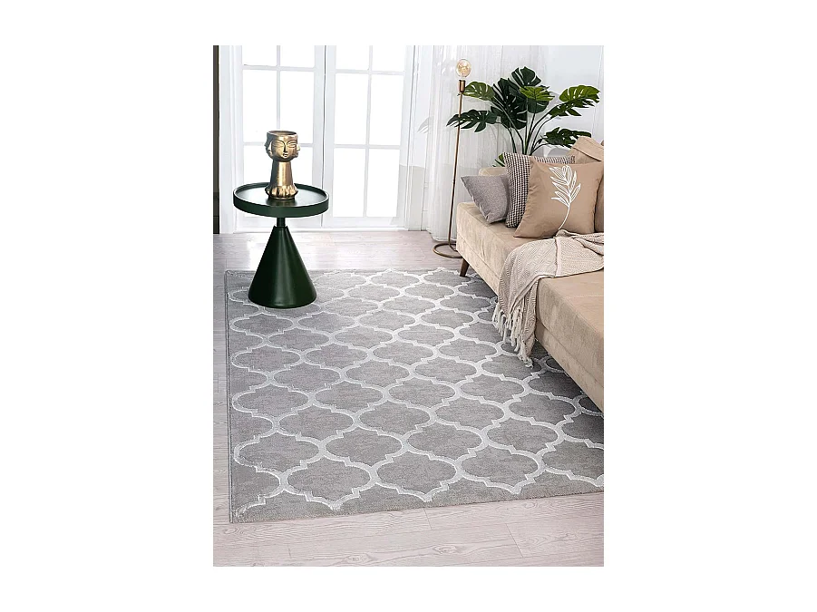 Tapis Knight 3D brillants marocain design, Gris, 80 x 150 cm
