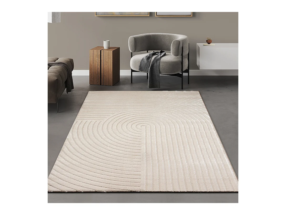 Tapis Knight 3D brillants moderne, Beige, 160 x 230 cm