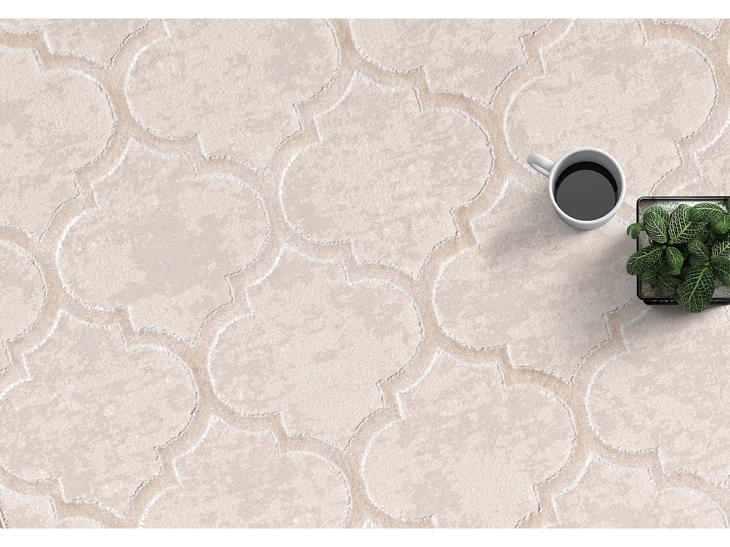 Tapis Knight 3D brillants marocain design, Beige, 140 x 200 cm