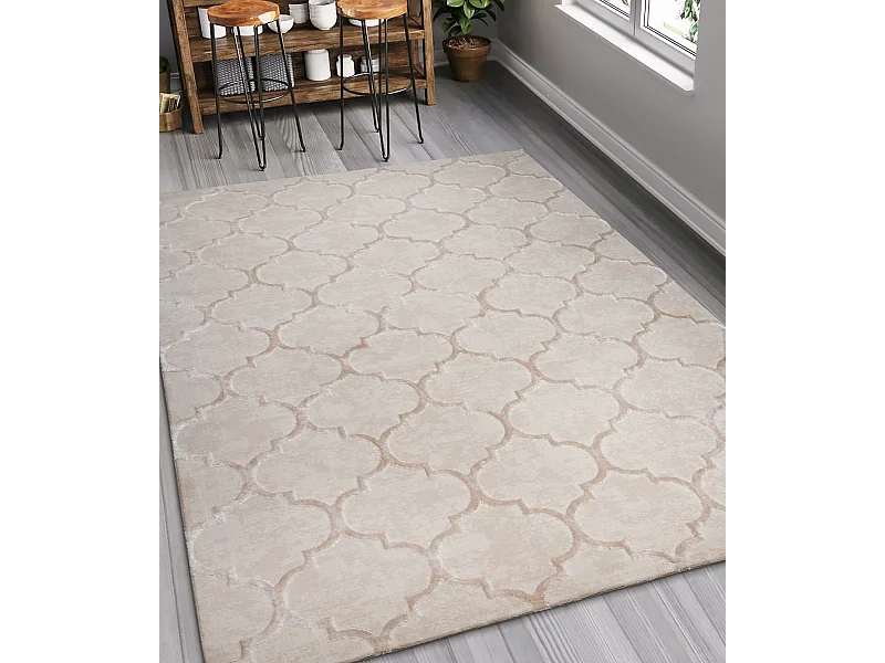 Tappeto Knight 3D Lucido Marocchino Design  , Beige, 140 x 200 cm